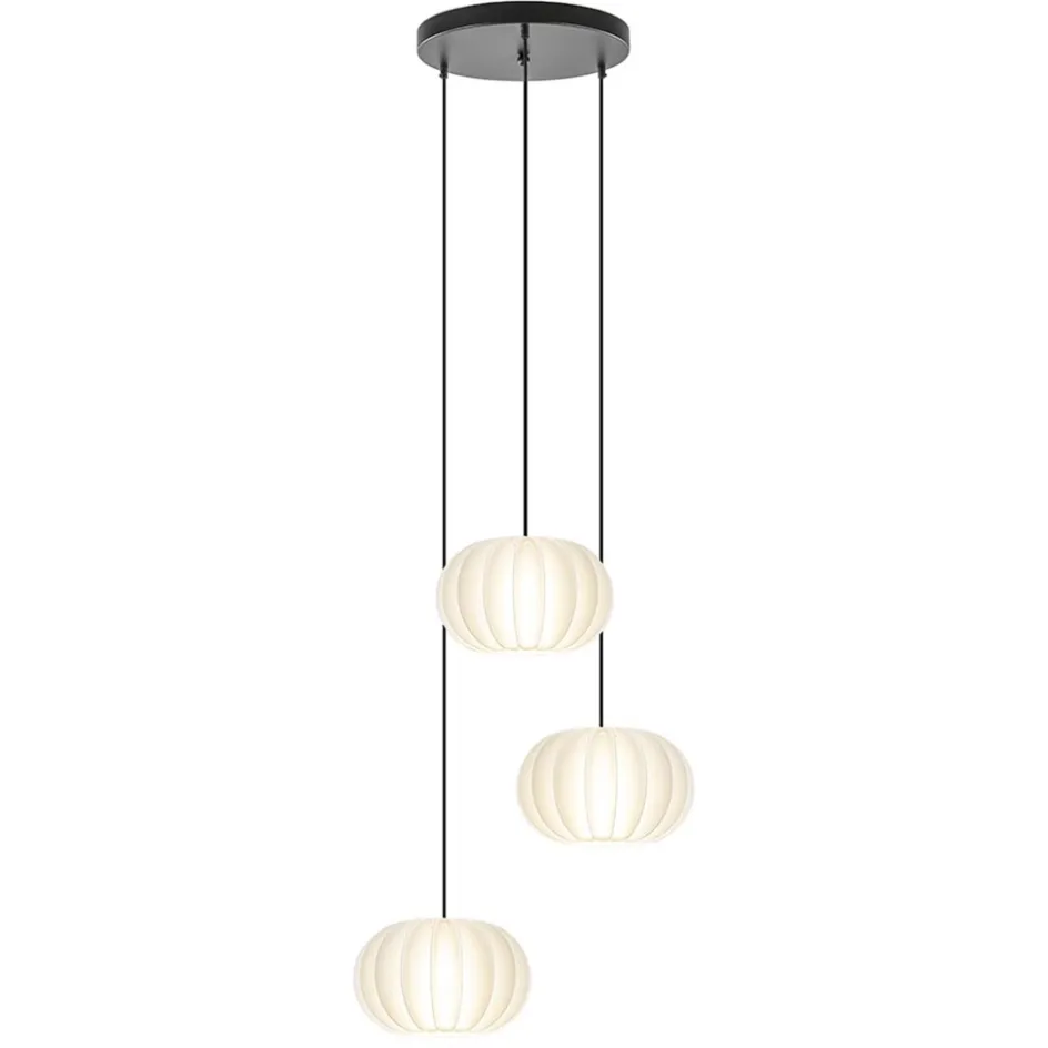 Hanglamp Arena 3L rond zwart/kap wit>Straluma New