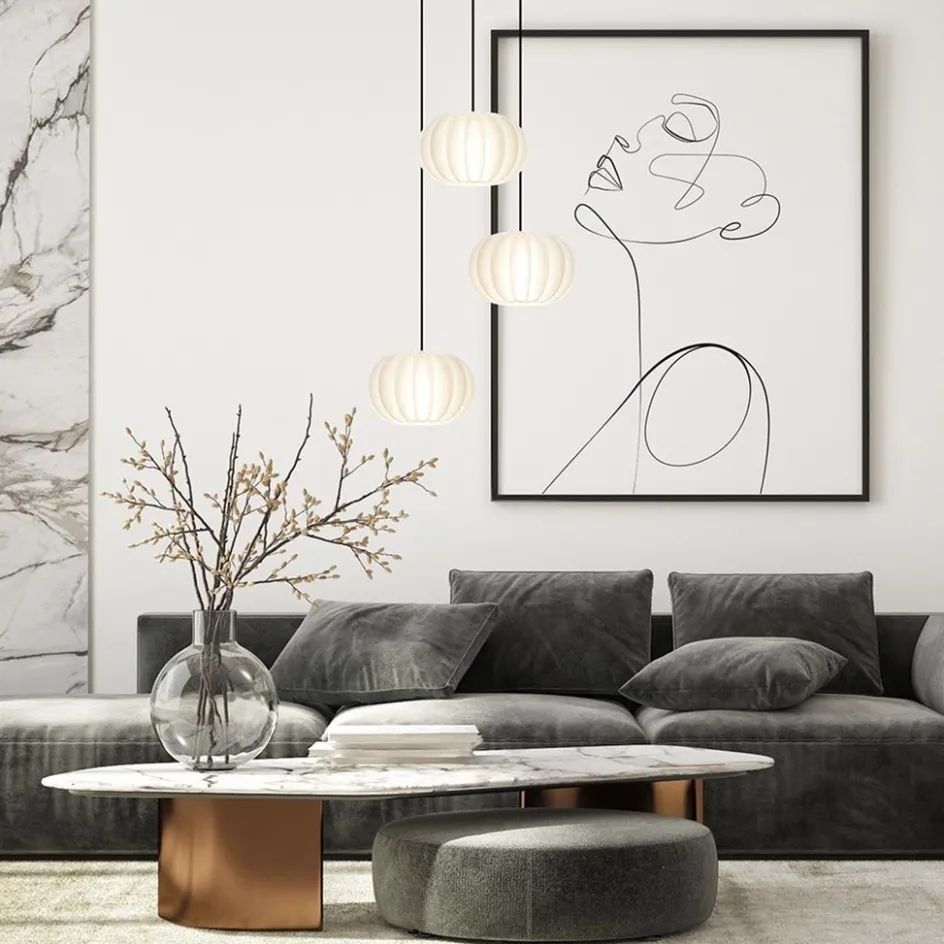 Hanglamp Arena 3L rond zwart/kap wit>Straluma New