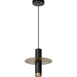 Hanglamp badkamer zwart met brons IP44>Straluma New