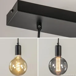 Hanglamp balk 110cm + 5x pendel zwart></noscript>Straluma Clearance