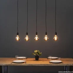 Hanglamp balk 110cm + 5x pendel zwart></noscript>Straluma Clearance