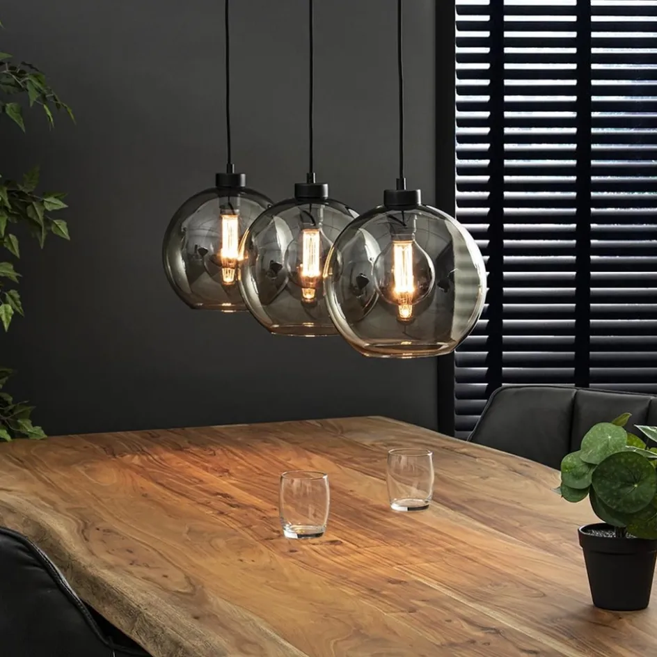 Hanglamp balk 3L smoke bolglas>Straluma Clearance