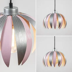 Hanglamp bloem kinderkamer grijs/roze><noscript><img width=