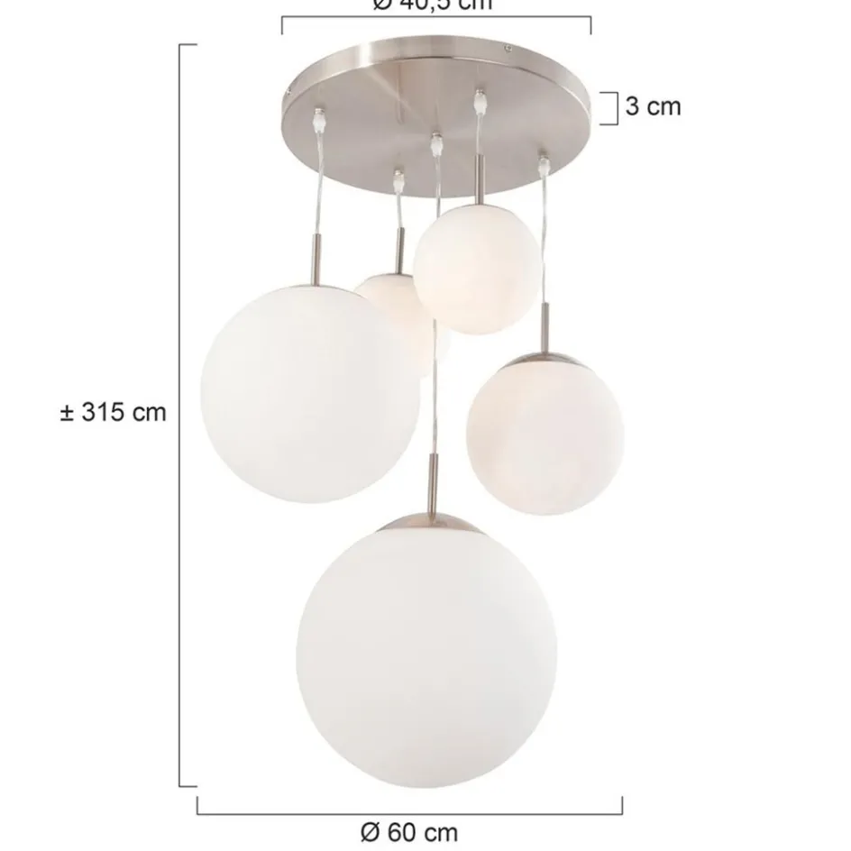 Hanglamp bol Bollique 5x glas wit>Straluma Discount