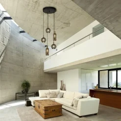 Hanglamp Bounty 5L rond zwart/matgoud></noscript>Straluma Discount