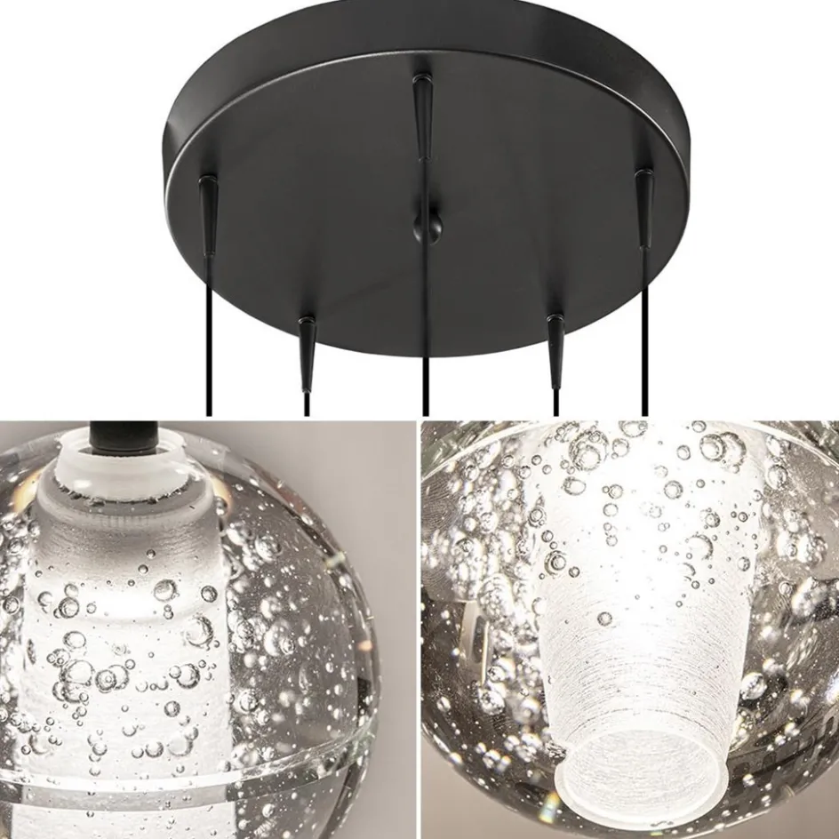 Hanglamp Bubbles 5L rond zwart/helder dtw>Straluma Clearance