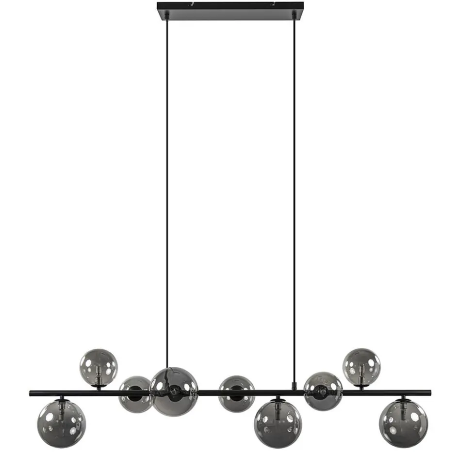 Hanglamp Calcio 9l zwart + smoke glas>Straluma Outlet