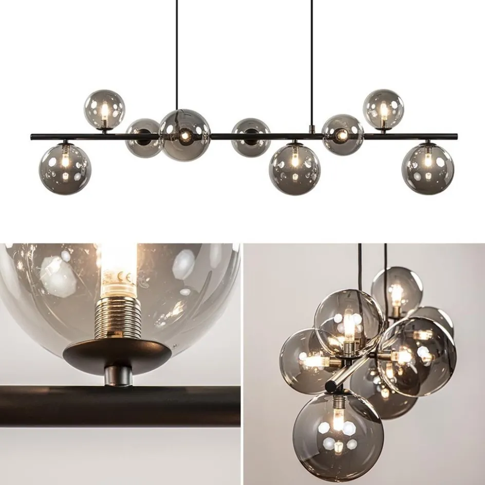 Hanglamp Calcio 9l zwart + smoke glas>Straluma Outlet