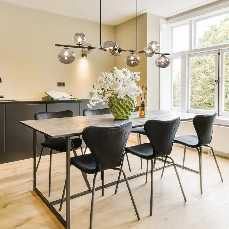 Hanglamp Calcio 9l zwart + smoke glas>Straluma Outlet