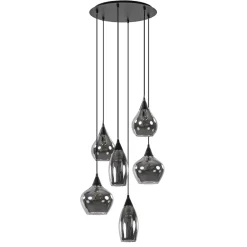 Hanglamp Cambio 6L zwart + smoke glas mix>Straluma