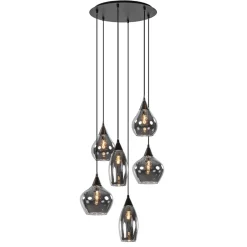 Hanglamp Cambio 6L zwart + smoke glas mix>Straluma
