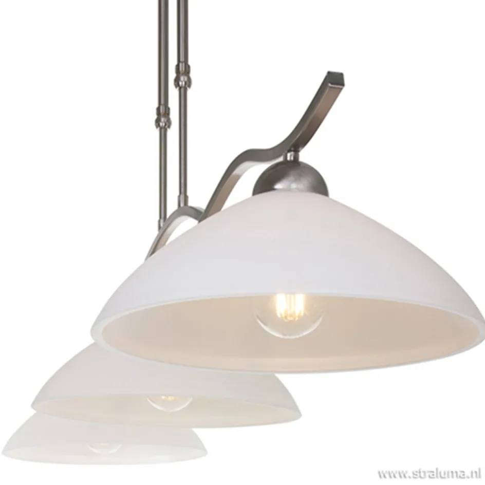 Hanglamp Capri staal glas eettafel>Straluma New