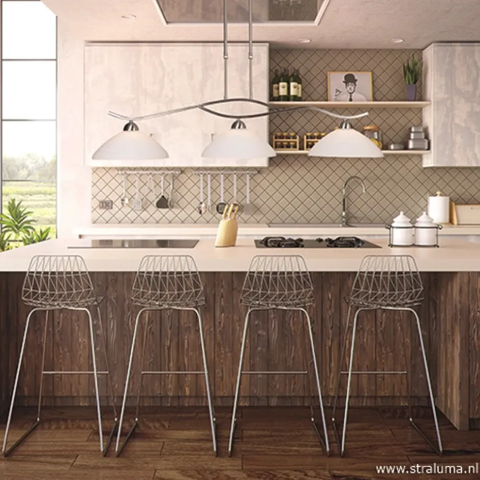 Hanglamp Capri staal glas eettafel>Straluma New