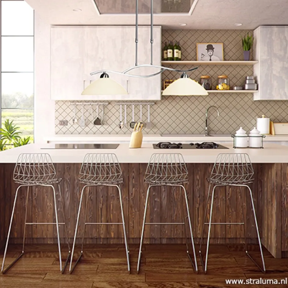 Hanglamp Capri staal/glas eettafel>Straluma Hot