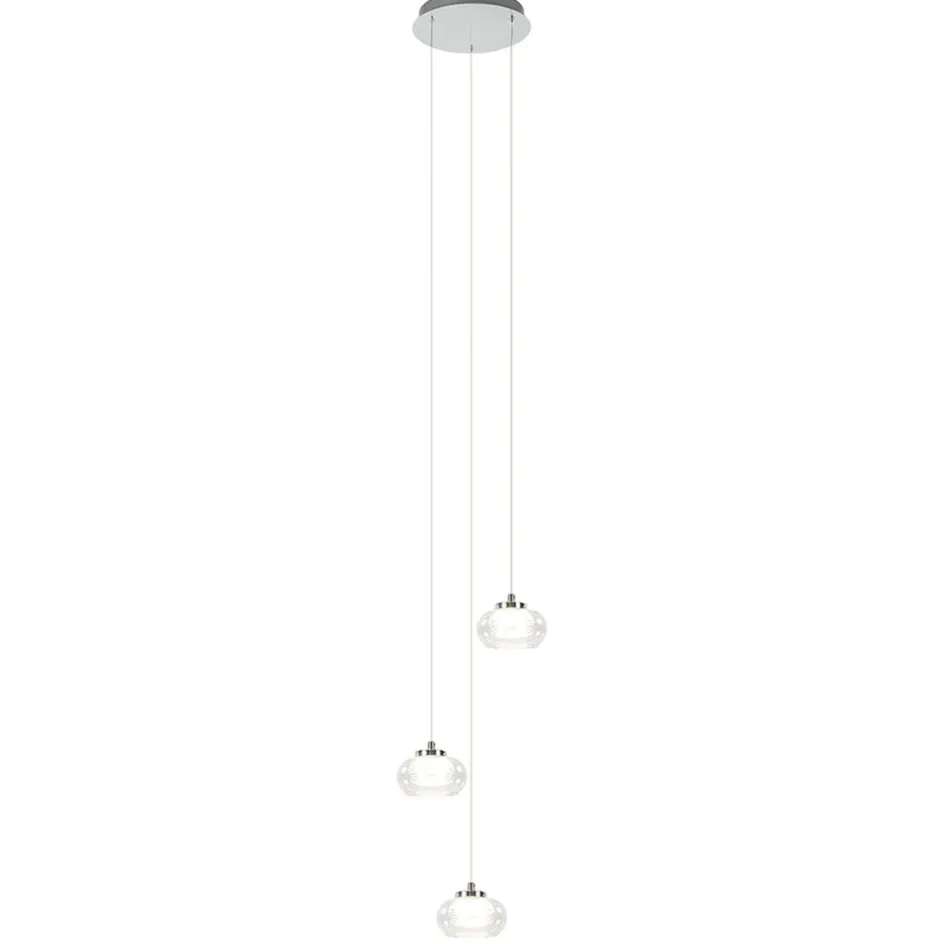 Hanglamp chroom/helder glas 3-lichts>Straluma Sale