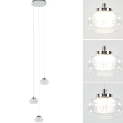 Hanglamp chroom/helder glas 3-lichts>Straluma Sale