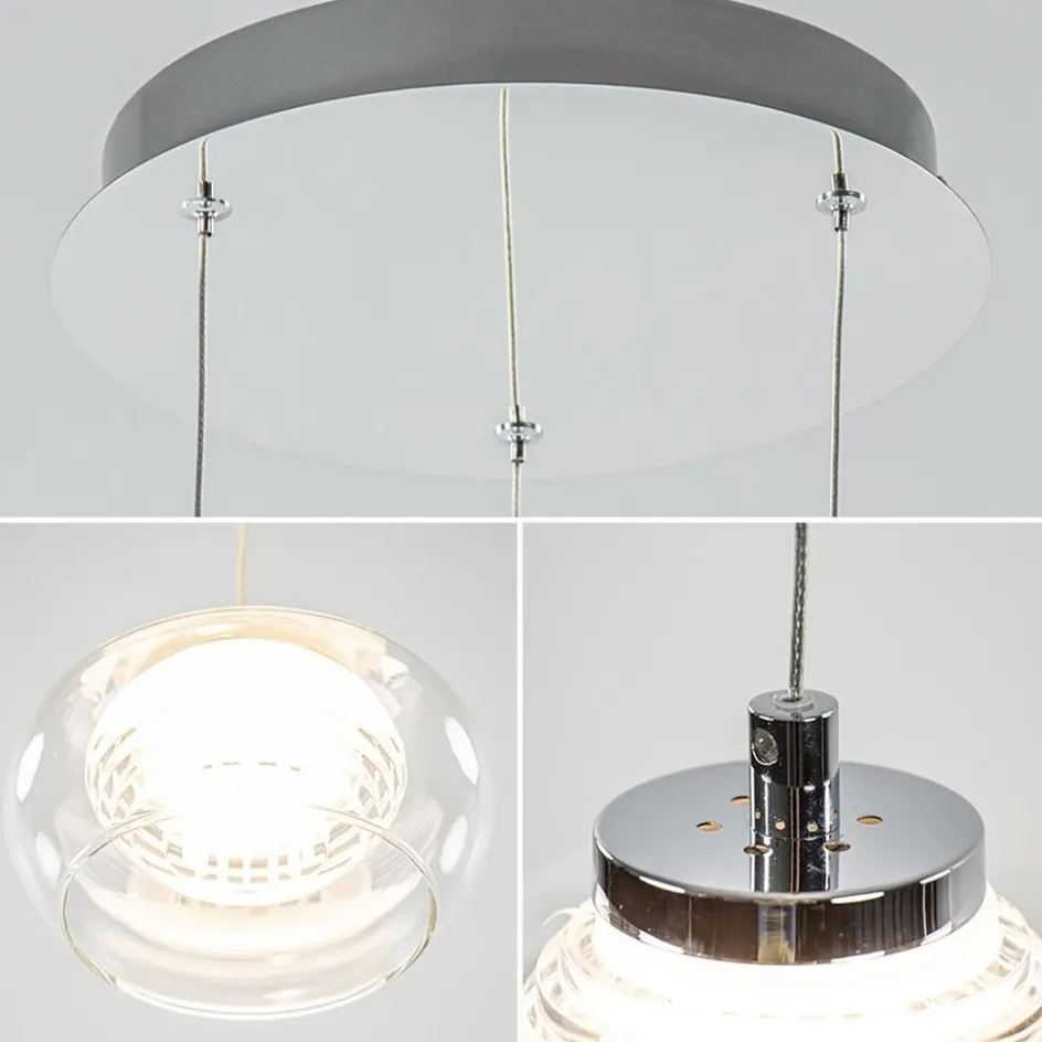 Hanglamp chroom/helder glas 3-lichts>Straluma Sale