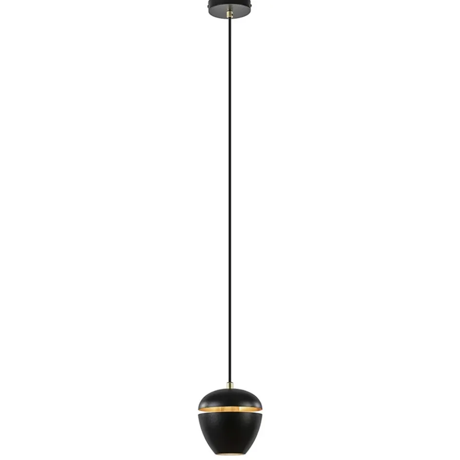 Hanglamp Claire 1L zwart/matgoud>Straluma