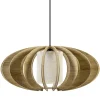 Hanglamp 64cm houten lamellen+linnen kap>Straluma Clearance