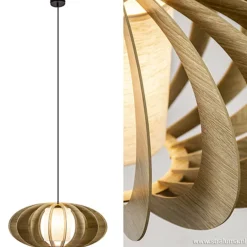 Hanglamp 64cm houten lamellen+linnen kap><noscript><img width=