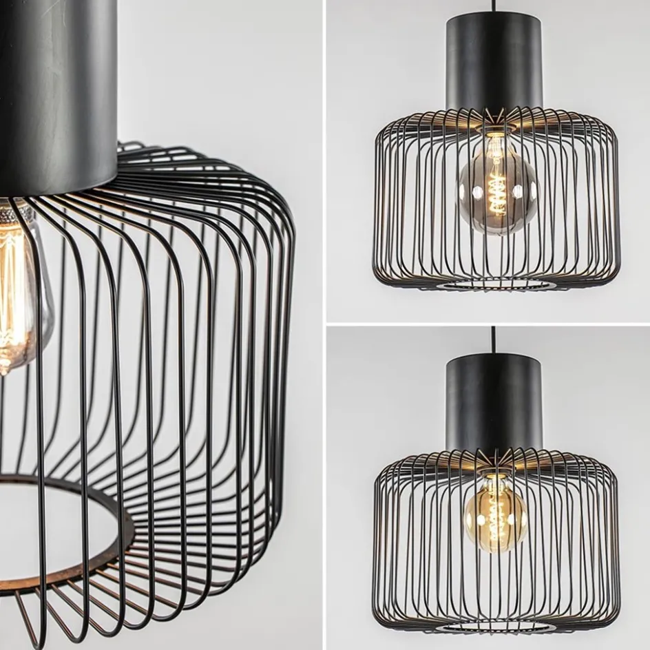 Hanglamp draad cilinder zwart met klos>Straluma