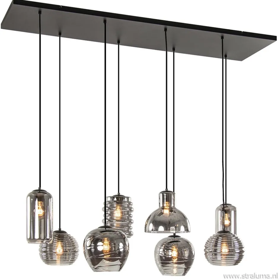 Hanglamp Fantasy 8L zwart + smoke glas mix>Straluma Discount