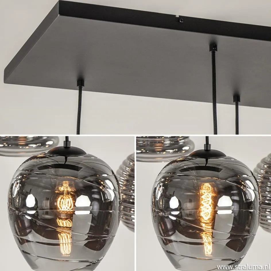Hanglamp Fantasy 8L zwart + smoke glas mix>Straluma Discount