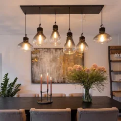 Hanglamp Flere 6L zwart smoke/clear glas><noscript><img width=