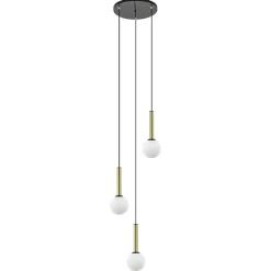 Hanglamp Globe 3L rond zwart/goud/wit>Straluma Hot