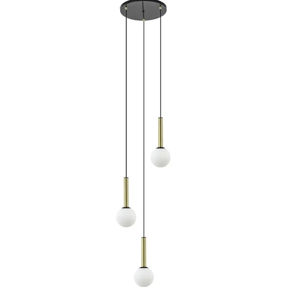 Hanglamp Globe 3L rond zwart/goud/wit>Straluma Hot