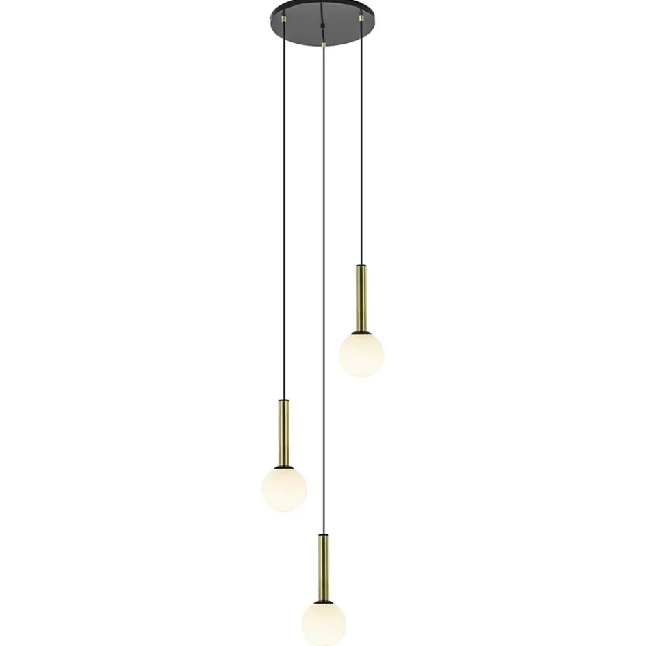 Hanglamp Globe 3L rond zwart/goud/wit>Straluma Hot