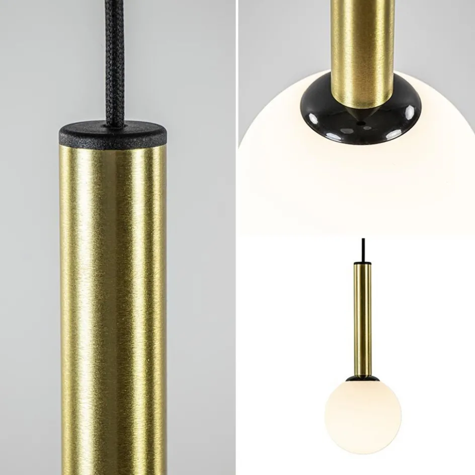 Hanglamp Globe 3L rond zwart/goud/wit>Straluma Hot