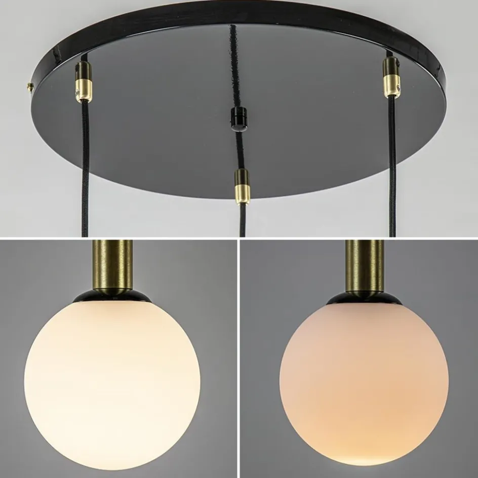 Hanglamp Globe 3L rond zwart/goud/wit>Straluma Hot