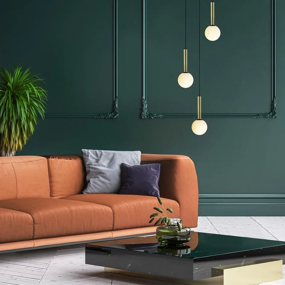 Hanglamp Globe 3L rond zwart/goud/wit>Straluma Hot