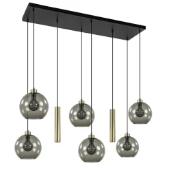 Hanglamp Globe 8L 6x glas/2xbuis goud>Straluma Clearance