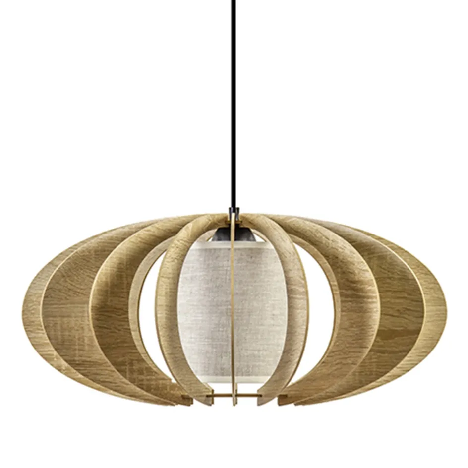 Hanglamp houten lamellen + kap 50cm>Straluma Clearance
