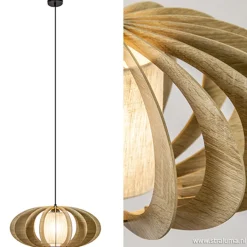 Hanglamp houten lamellen + kap 50cm>Straluma Clearance