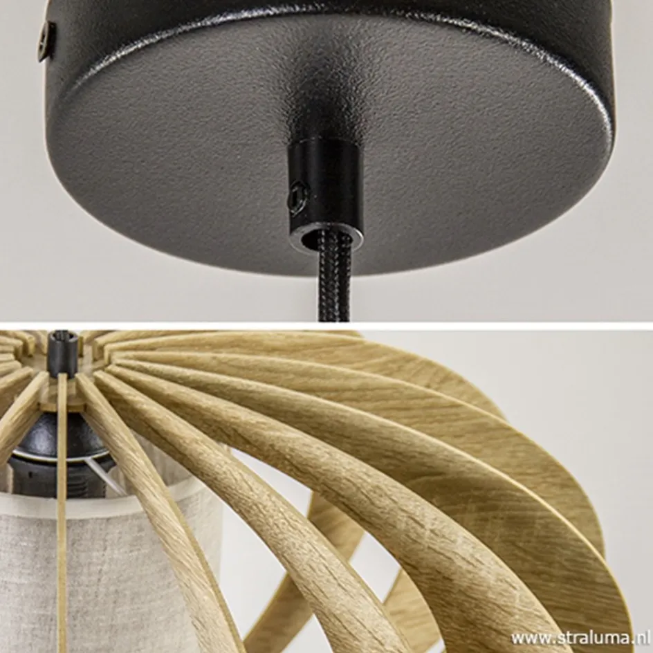 Hanglamp houten lamellen + kap 50cm>Straluma Clearance