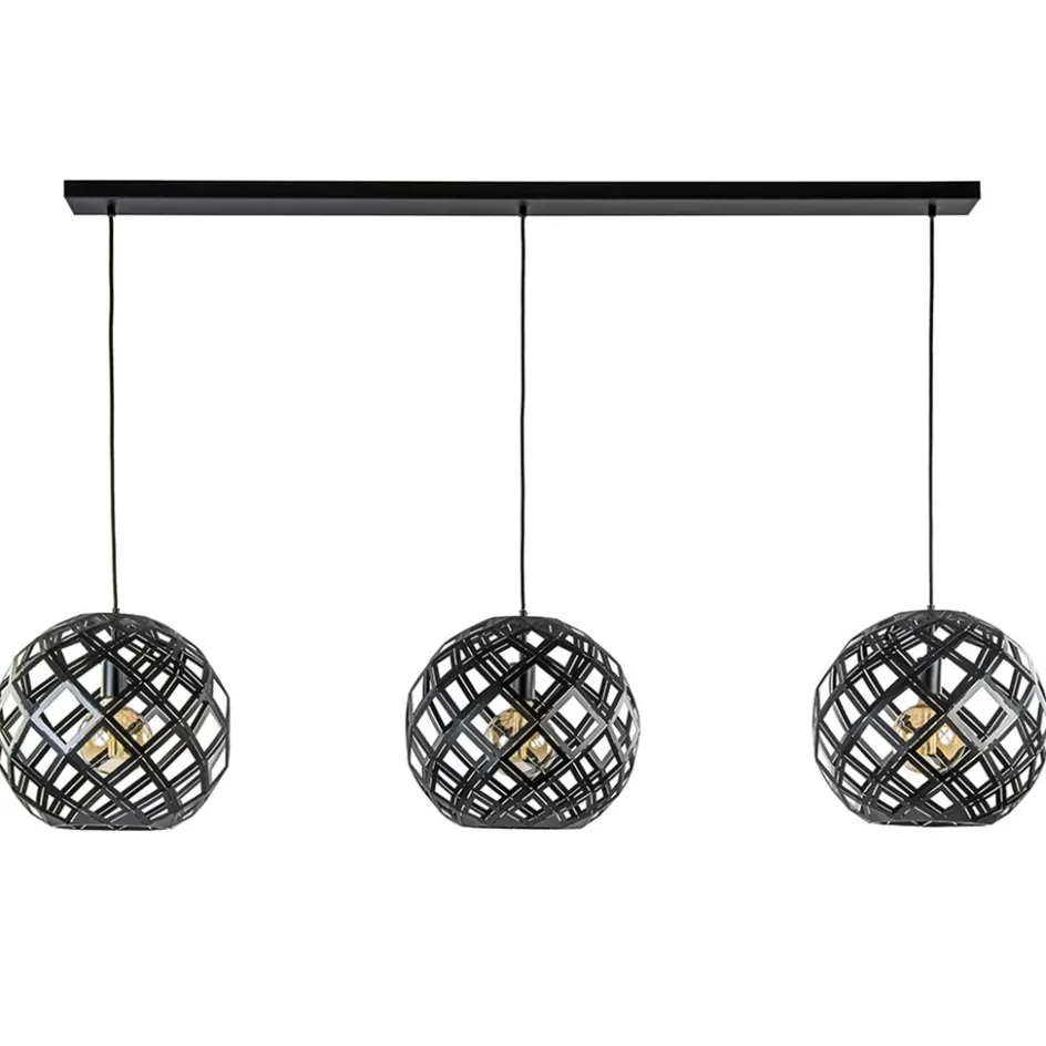 Hanglamp 3L balk bol zwart industrieel>Straluma Hot