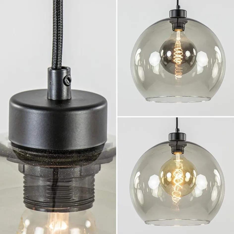 Hanglamp 4L balk zwart + smoke glas 30cm>Straluma Outlet