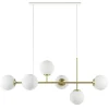 Hanglamp 6L brass met opaal bolglas>Straluma Discount