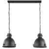 Hanglamp 2L industrieel zwart/grill>Straluma Discount