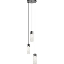 Hanglamp 3L rond zwart met cilinder glas>Straluma Discount