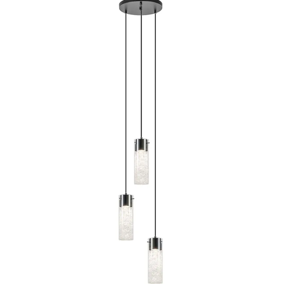 Hanglamp 3L rond zwart met cilinder glas>Straluma Discount