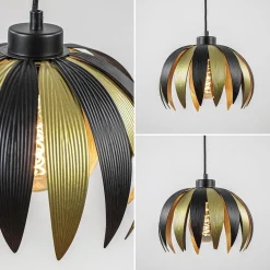 Hanglamp leaves mat zwart met goud><noscript><img width=