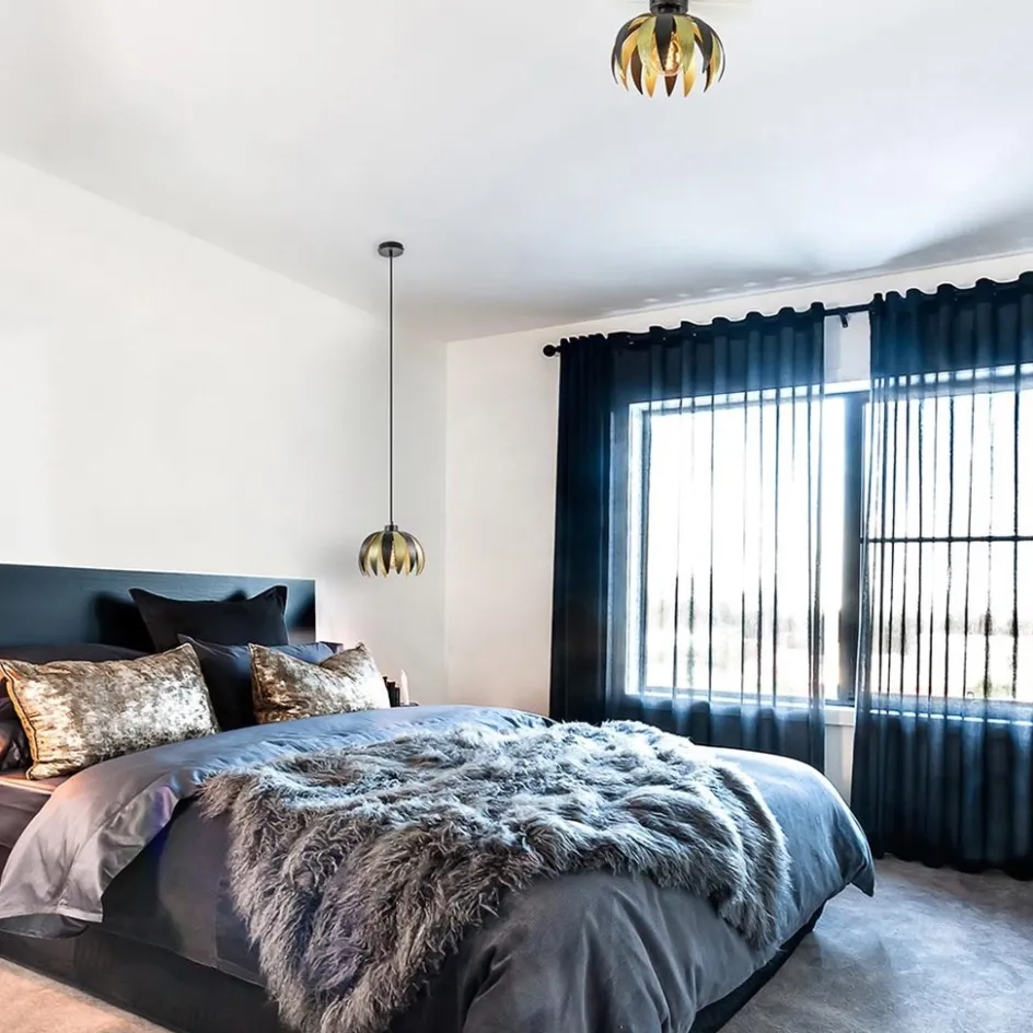 Hanglamp leaves mat zwart met goud>Straluma Outlet