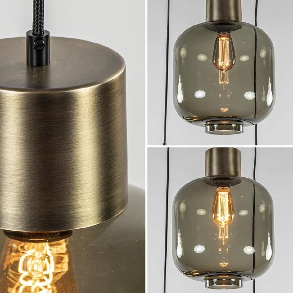 Hanglamp Lett 3L rond zw/brons smoke mix>Straluma Hot