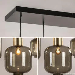 Hanglamp Lett 6L zwart/brons+glas smoke><noscript><img width=