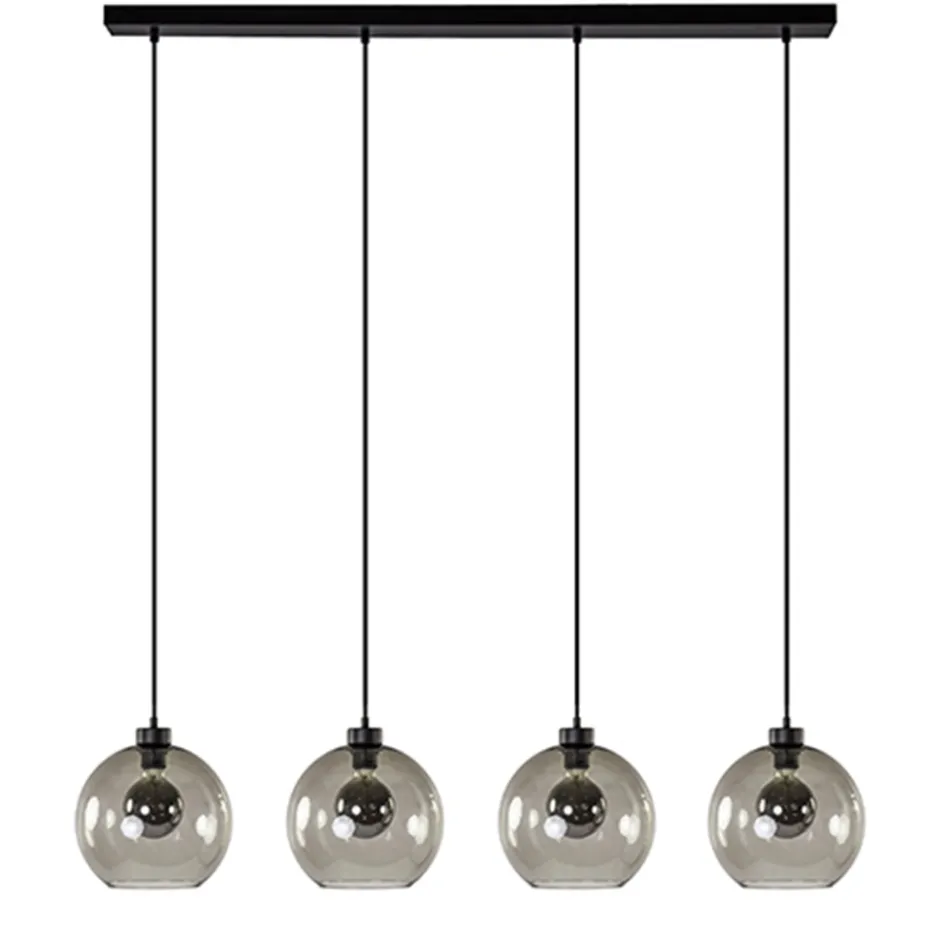Hanglamp 4-lichts balk zwart + smoke glas 25cm>Straluma Sale