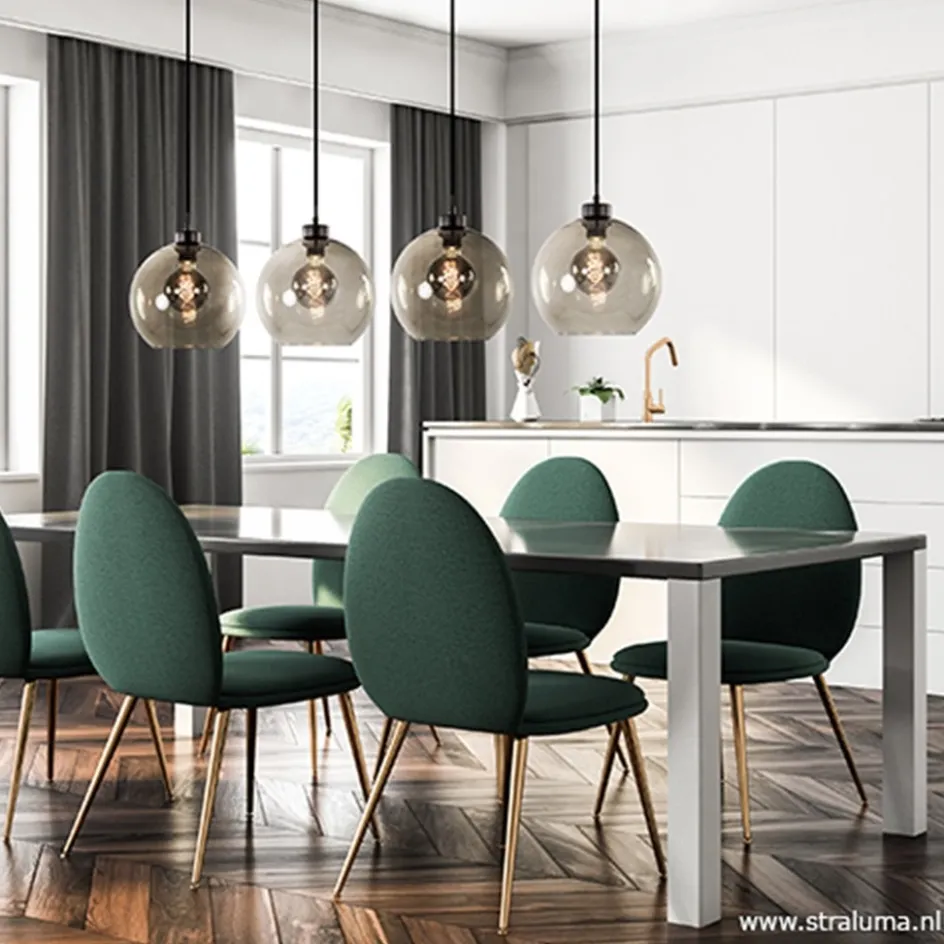 Hanglamp 4-lichts balk zwart + smoke glas 25cm>Straluma Sale